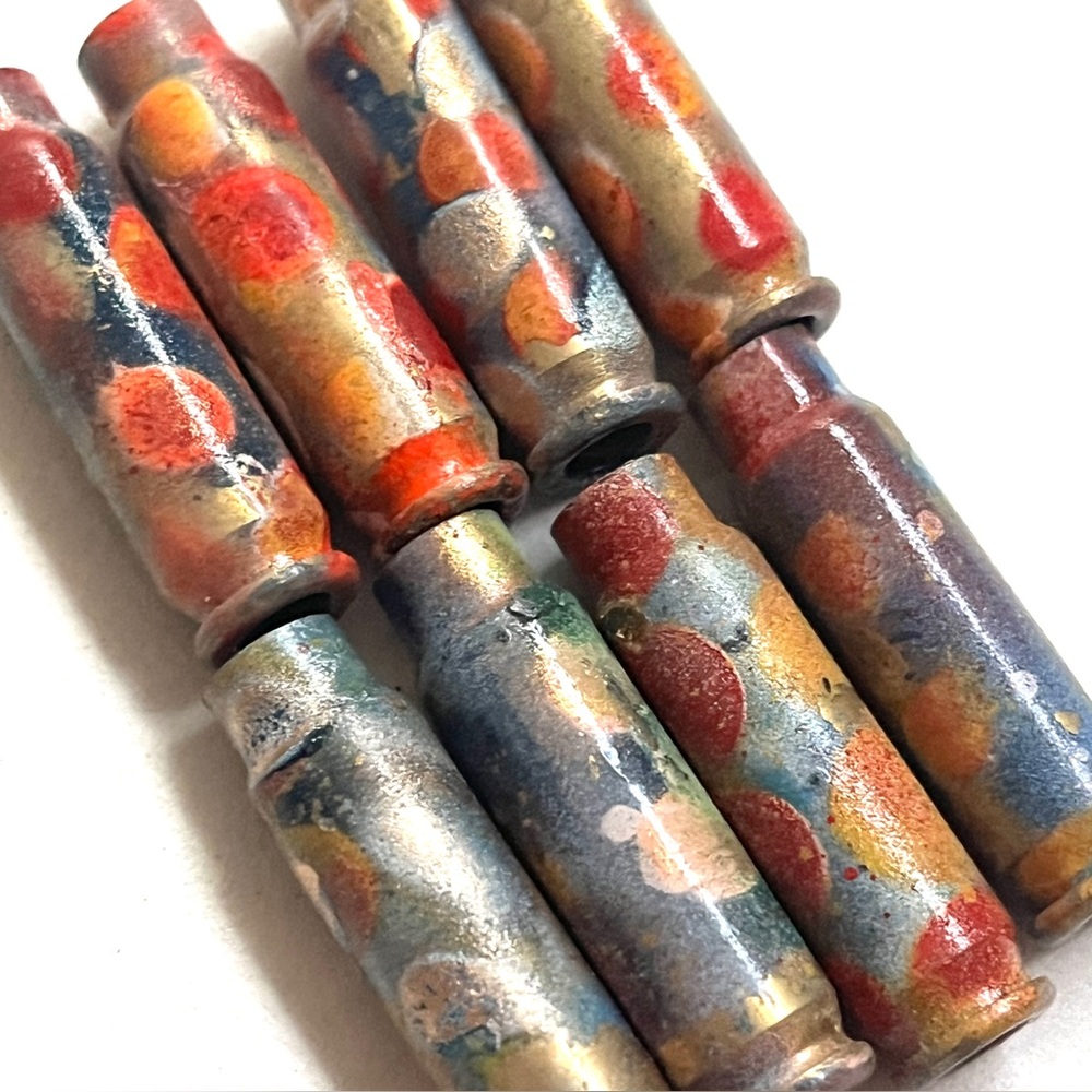 Red & Gold hues- polka dot- metal Beads- free with any other metal bead sale